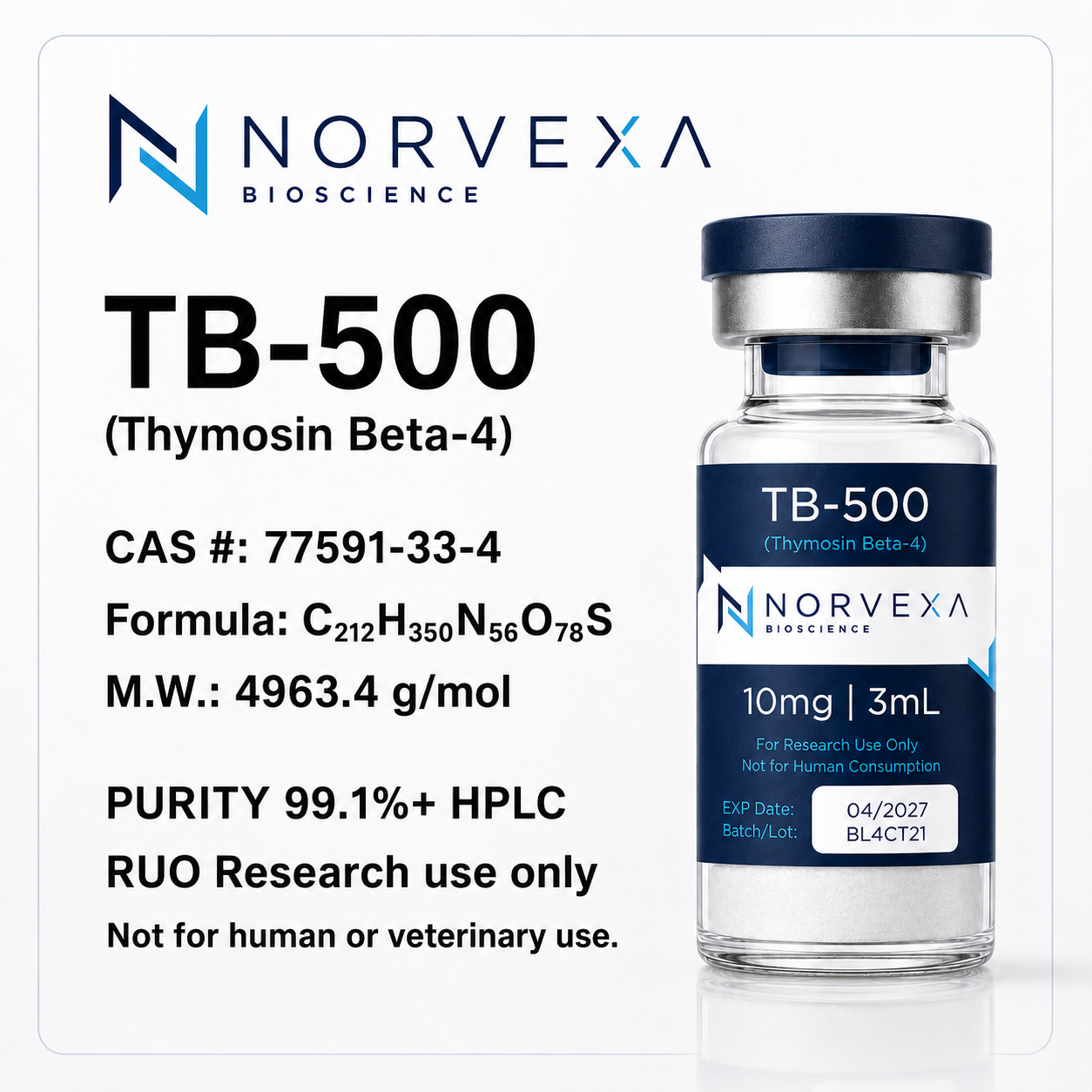 TB-500 10mg detailed product poster
